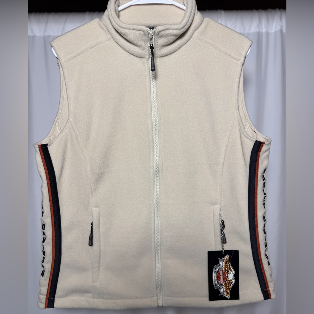 Harley Davidson Women’s Full Zip Vest Cream Colored  Large NWT